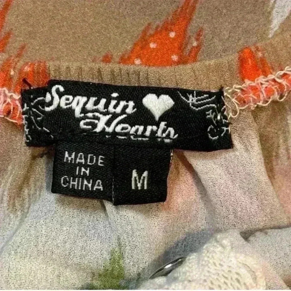 Sequin Hearts Girl's Off Shoulder Blouse Medium Multicolor Geometric - Picture 3 of 4